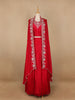 Red Floral Embroidered Chiffon Bridesmaids Lehenga