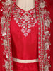 Red Floral Embroidered Chiffon Bridesmaids Lehenga