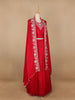 Red Floral Embroidered Chiffon Bridesmaids Lehenga
