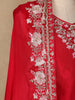 Red Floral Embroidered Chiffon Bridesmaids Lehenga