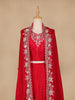 Red Floral Embroidered Chiffon Bridesmaids Lehenga
