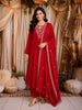 Red Floral Embroidered Georgette Salwar Suit