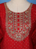 Red Floral Embroidered Georgette Salwar Suit - Diadem