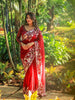 Red Floral Embroidered Net Bridal Designer Saree - Diadem