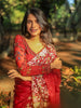 Red Floral Embroidered Net Bridal Designer Saree - Diadem
