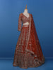 Red Floral Embroidered Net Lehenga for Brides - Diadem