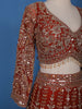 Red Floral Embroidered Net Lehenga for Brides - Diadem
