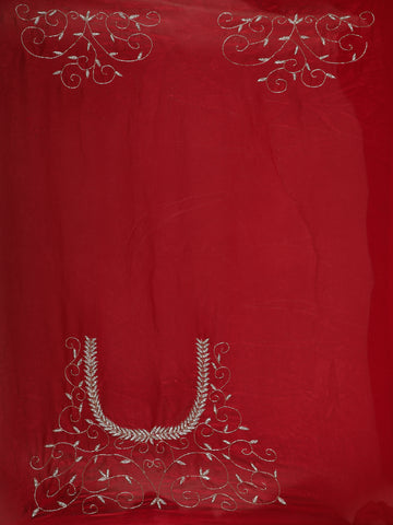 Red Floral Embroidered Organza Designer Saree - Diadem