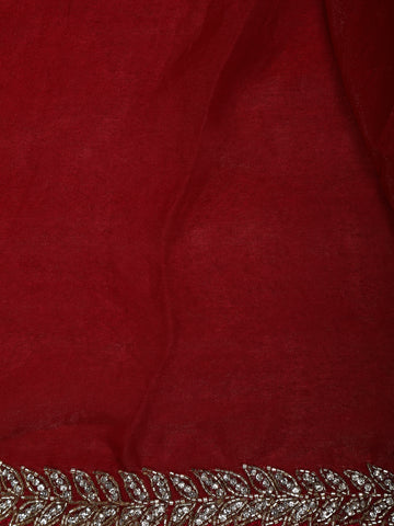 Red Floral Embroidered Organza Designer Saree - Diadem