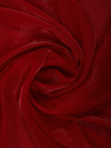 Red Floral Embroidered Organza Designer Saree - Diadem