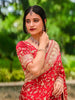 Red Floral Embroidered Satin Bridal Designer Saree - Diadem