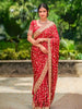 Red Floral Embroidered Satin Bridal Designer Saree - Diadem