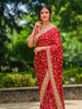 Red Floral Embroidered Satin Bridal Designer Saree - Diadem