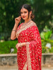 Red Floral Embroidered Satin Bridal Designer Saree - Diadem