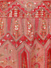 Red Floral Embroidered Semi Silk Lehenga for Brides - Diadem