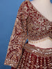 Red Floral Embroidery Bridal Net Lehenga