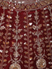 Red Floral Embroidery Bridal Net Lehenga