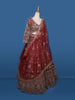 Red Floral Embroidery Bridal Net Lehenga