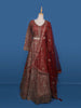 Red Floral Embroidery Bridal Net Lehenga