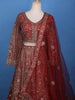 Red Floral Embroidery Bridal Net Lehenga