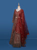 Red Floral Embroidery Bridal Net Lehenga