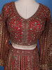 Red Floral Embroidery Bridal Net Lehenga