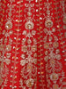 Red Floral Embroidery Net Bridal Gown - Diadem