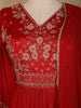 Red Floral Embroidery Semi Silk Gown