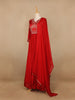 Red Floral Embroidery Semi Silk Gown