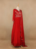 Red Floral Embroidery Semi Silk Gown