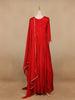 Red Floral Embroidery Semi Silk Gown