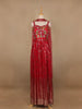 Red Floral Mirror Embroidery Georgette Jumpsuit