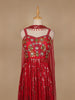 Red Floral Mirror Embroidery Georgette Jumpsuit