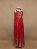 Red Floral Mirror Embroidery Georgette Jumpsuit