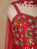 Red Floral Mirror Embroidery Georgette Jumpsuit