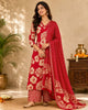 Red Floral Printed Cotton Salwar Suit with Dupatta