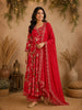Red Floral Printed Crepe Salwar Suit with Dupatta