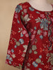 Red Floral Printed Semi Silk Salwar Suit - Diadem