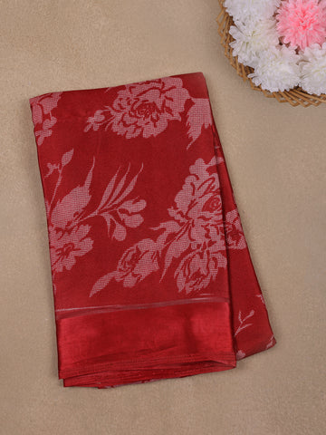 Red Floral Prints Fancy Georgette Saree - Diadem