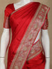 Red Floral Weave and Stone Work Banarasi Silk Saree