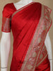 Red Floral Weave and Stone Work Banarasi Silk Saree