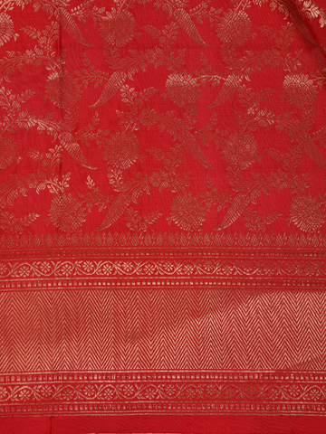 Red Floral Woven Banarasi Silk Saree - Diadem