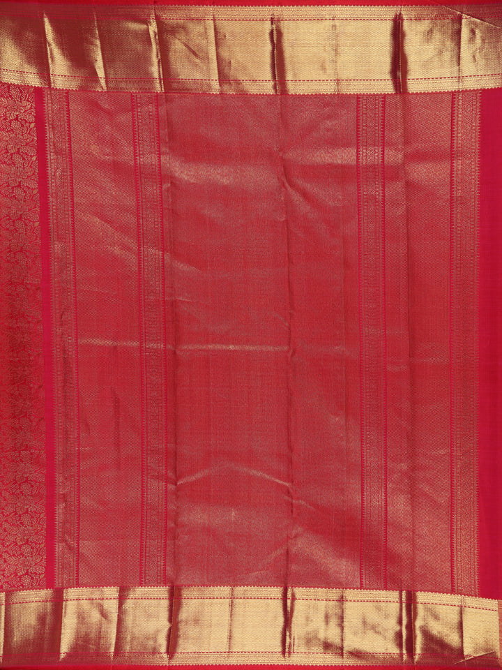 Red Floral Woven Pure Kanchipuram Silk Saree - Diadem