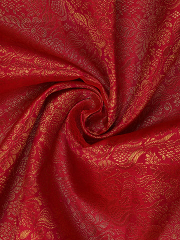Red Floral Woven Pure Kanchipuram Silk Saree - Diadem