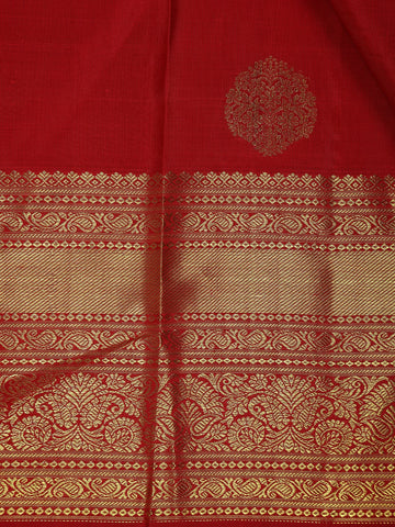 Red Floral Woven Pure Kanchipuram Silk Saree - Diadem