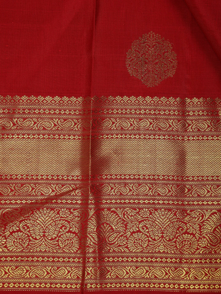Red Floral Woven Pure Kanchipuram Silk Saree - Diadem