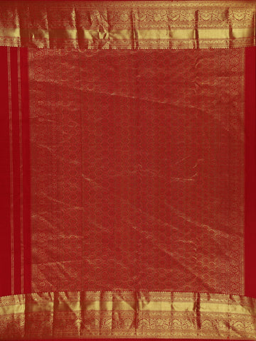 Red Floral Woven Pure Kanchipuram Silk Saree - Diadem