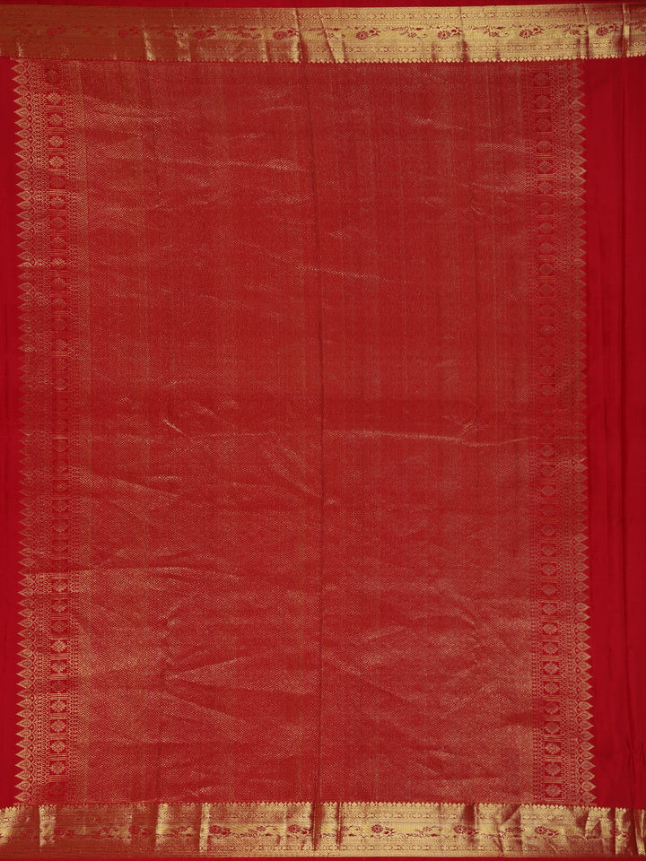 Red Floral Woven Pure Kanchipuram Silk Saree - Diadem