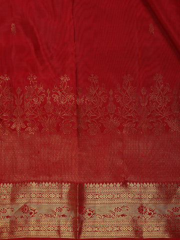 Red Floral Woven Pure Kanchipuram Silk Saree - Diadem
