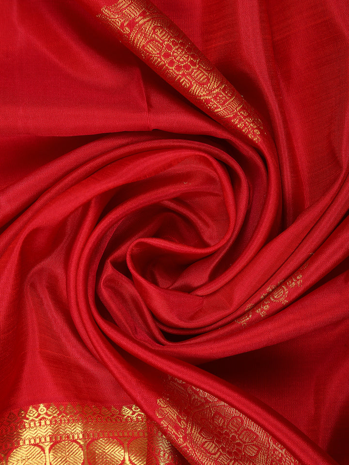 Red Floral Woven Pure Kanchipuram Silk Saree - Diadem